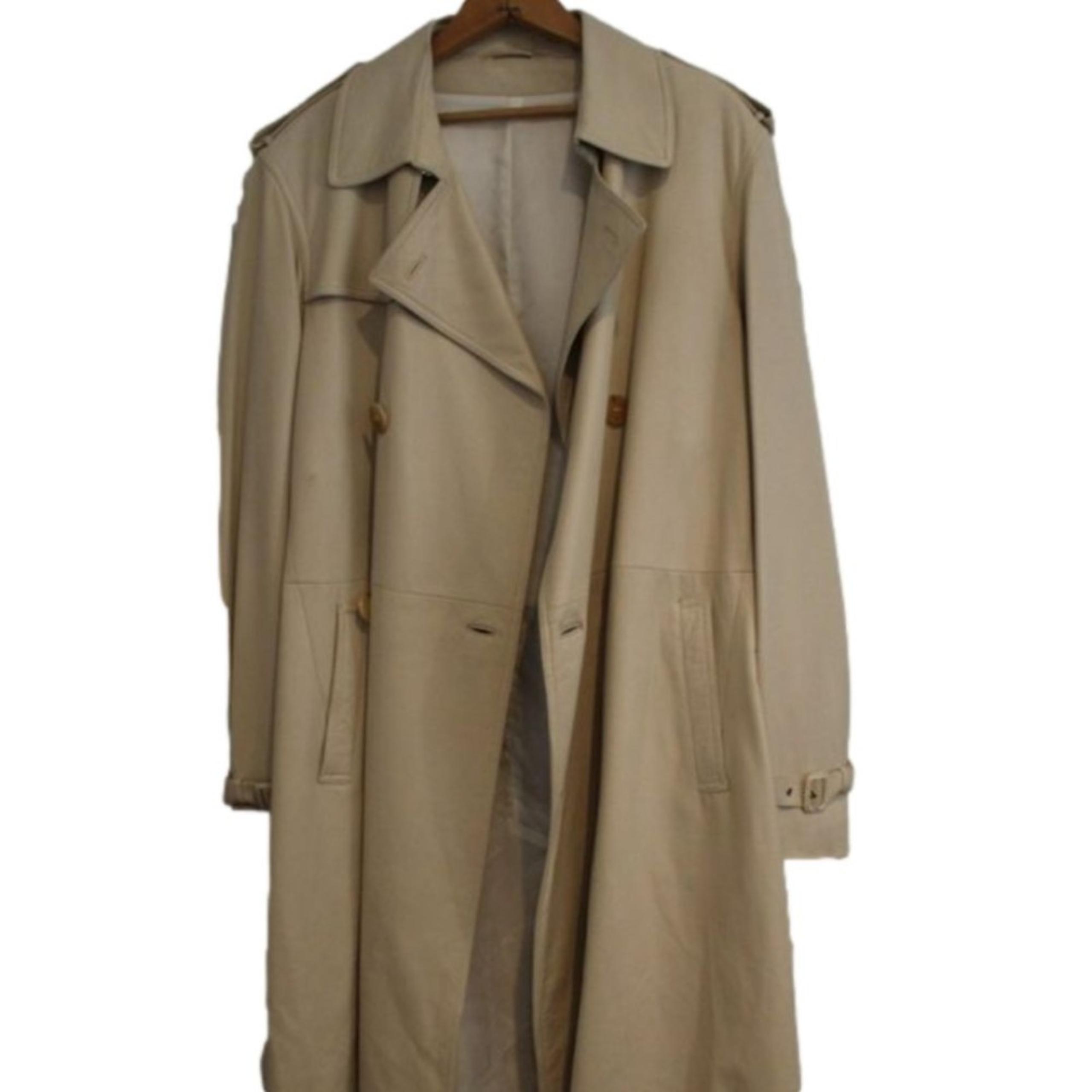 Salvatore Ferragamo Mens Real Leather Beige Size 48 Coat