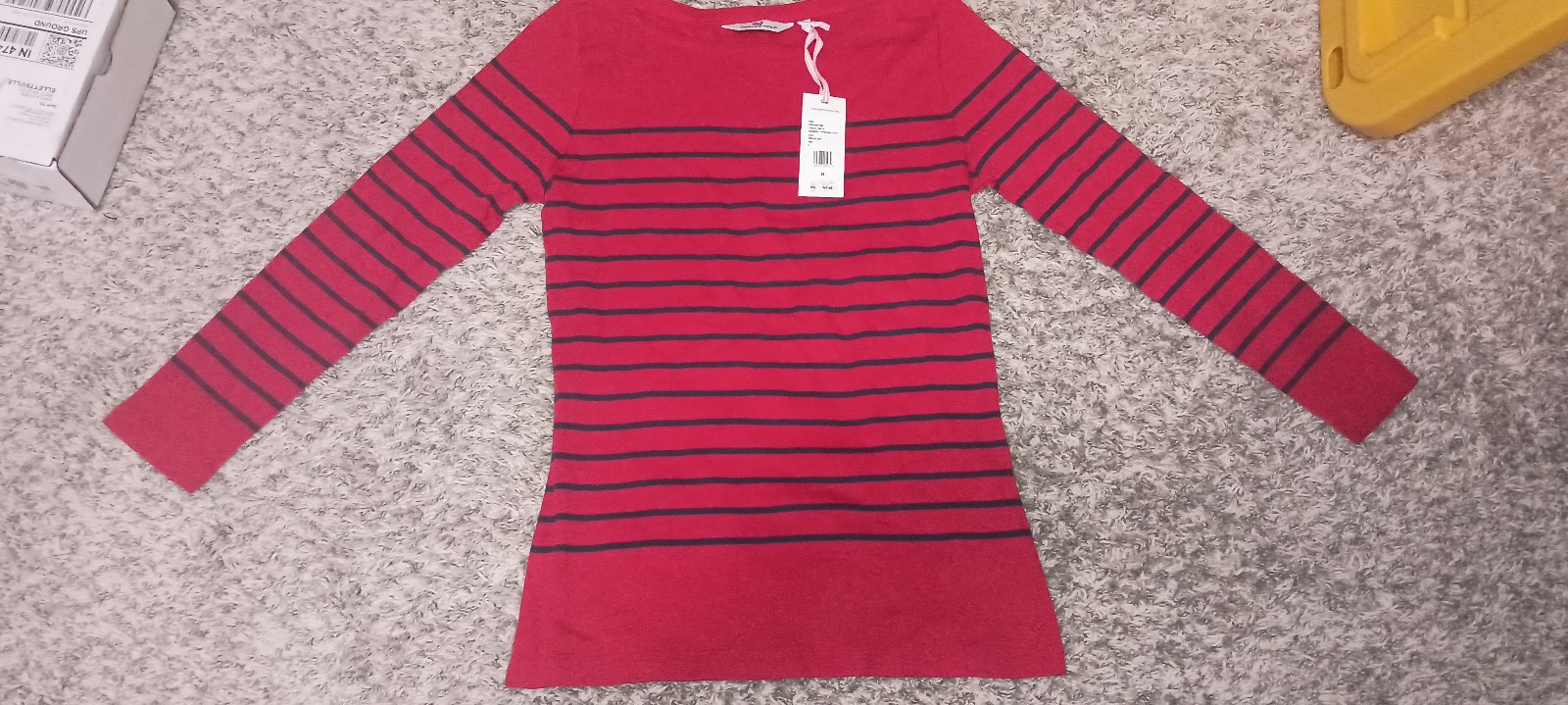 Vineyard Vines Women's Striped Boatneck Casual Knit Shirt Red Velvet