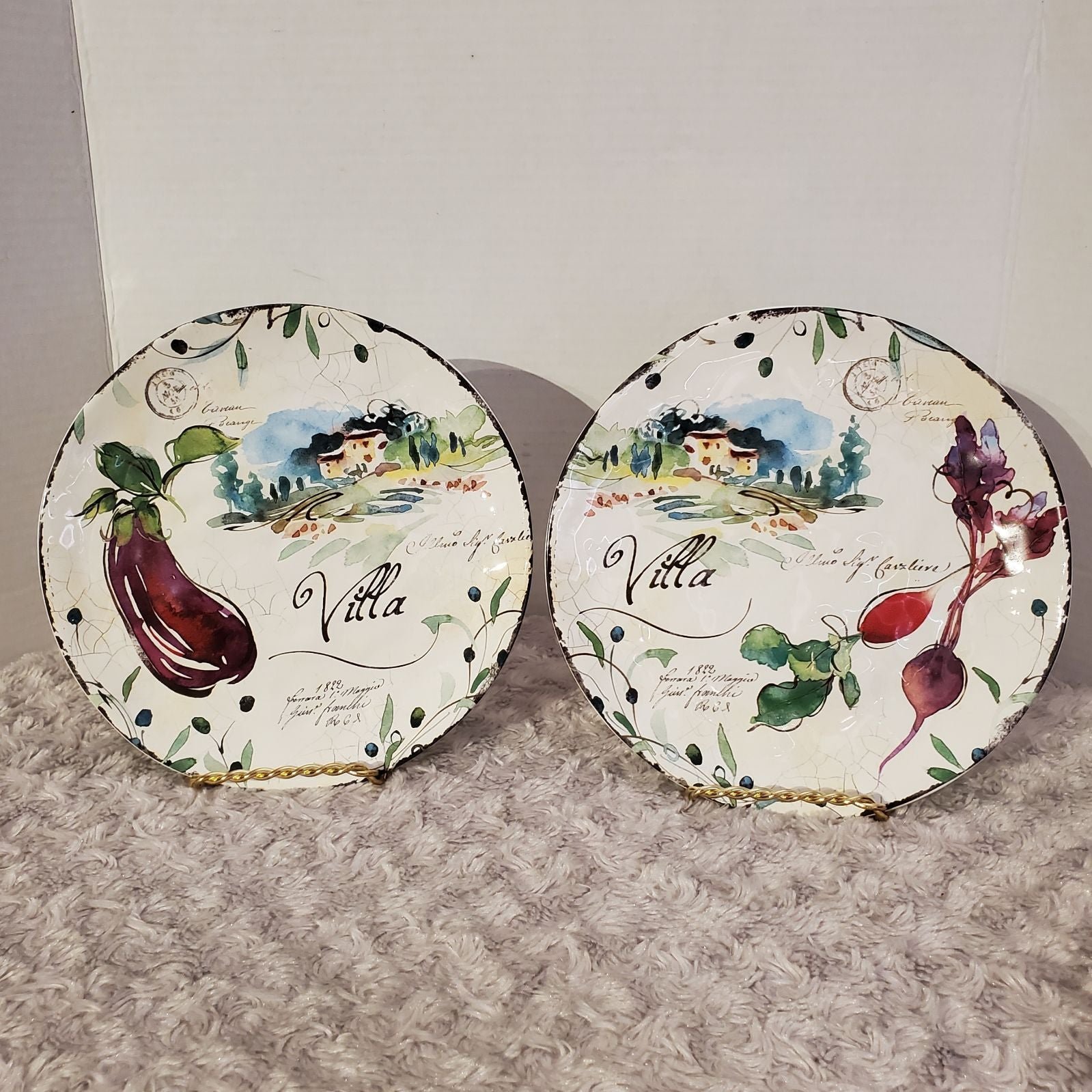Villa by Julie Paton Certified International Salad Dessert Plates Set of 2