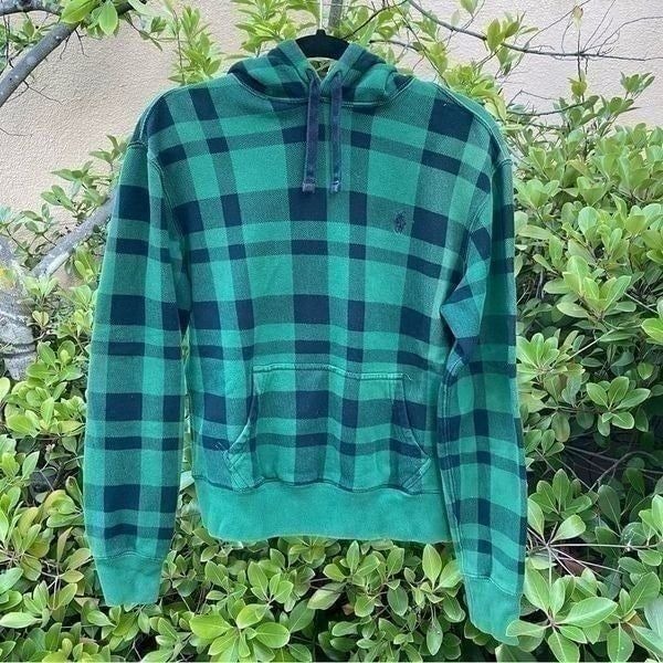 Polo Ralph Lauren green and black check sweatshirt/hoodie Sz S - EUC!