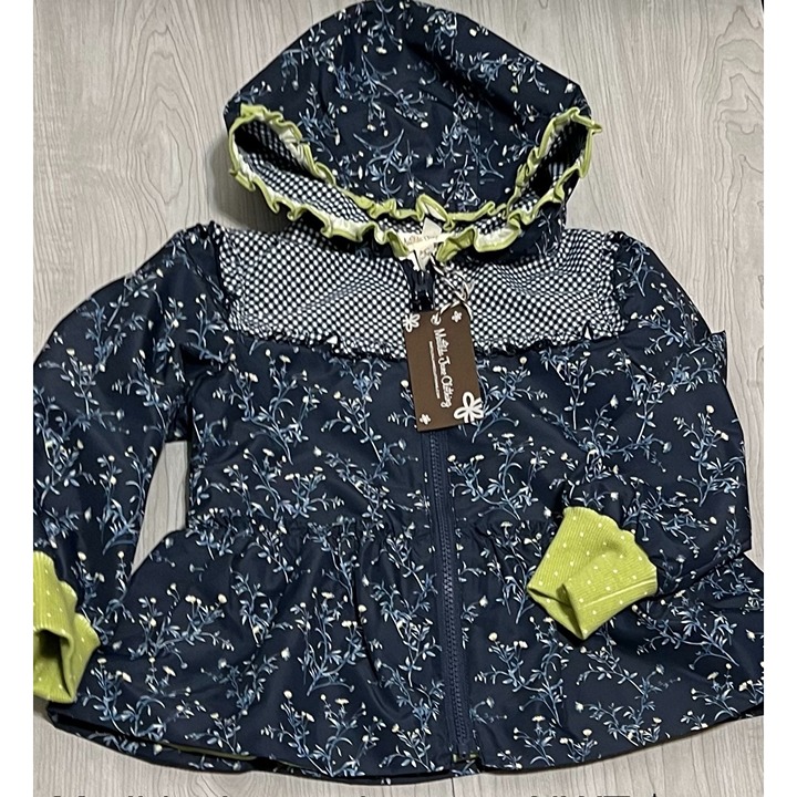 Matilda Jane Wildflower Bouquet Jacket Navy blue gingham floral coat NWT 4