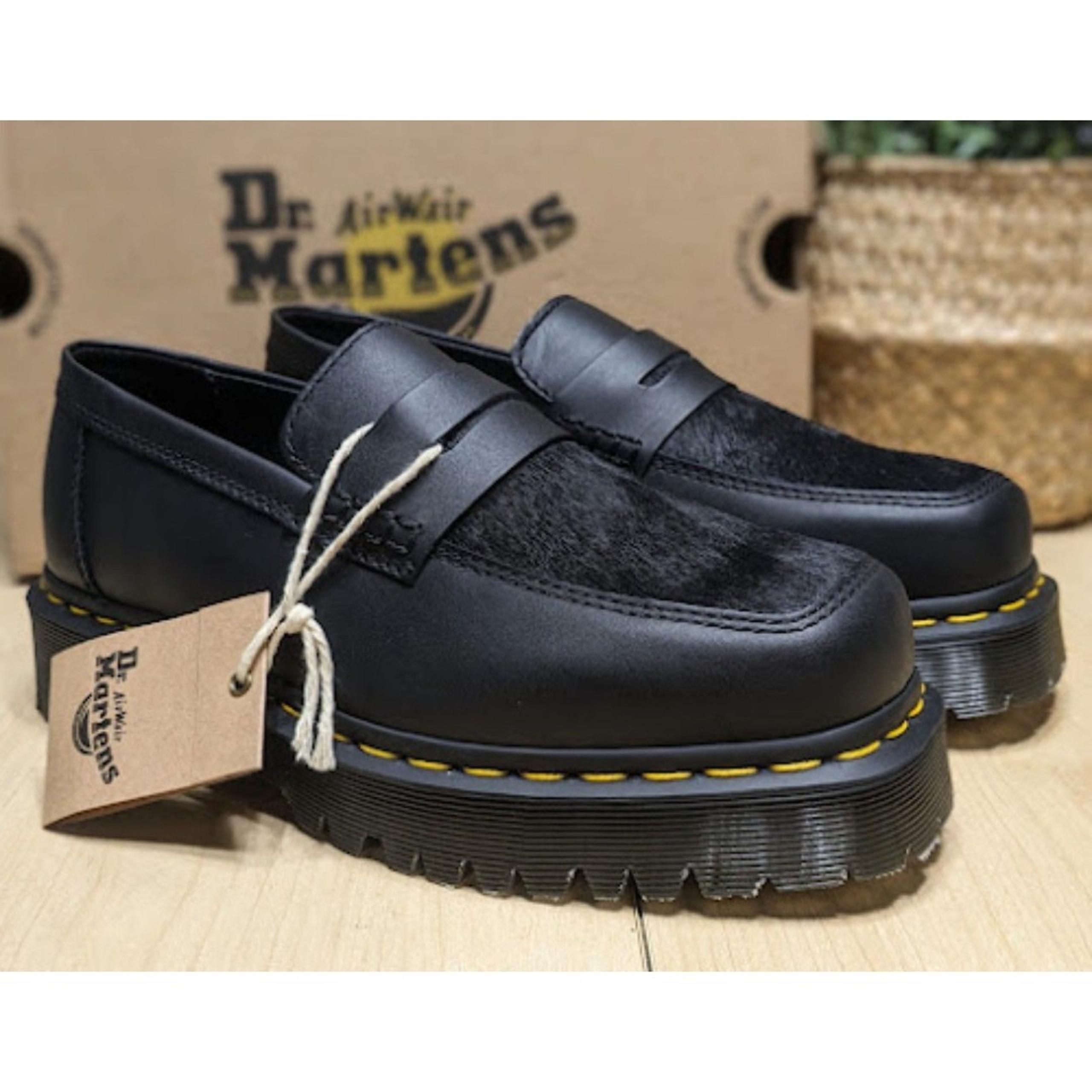 Dr. Martens Penton Bex Square Toe Hair-On & Black Lucido Leather Loafers UK5 NIB