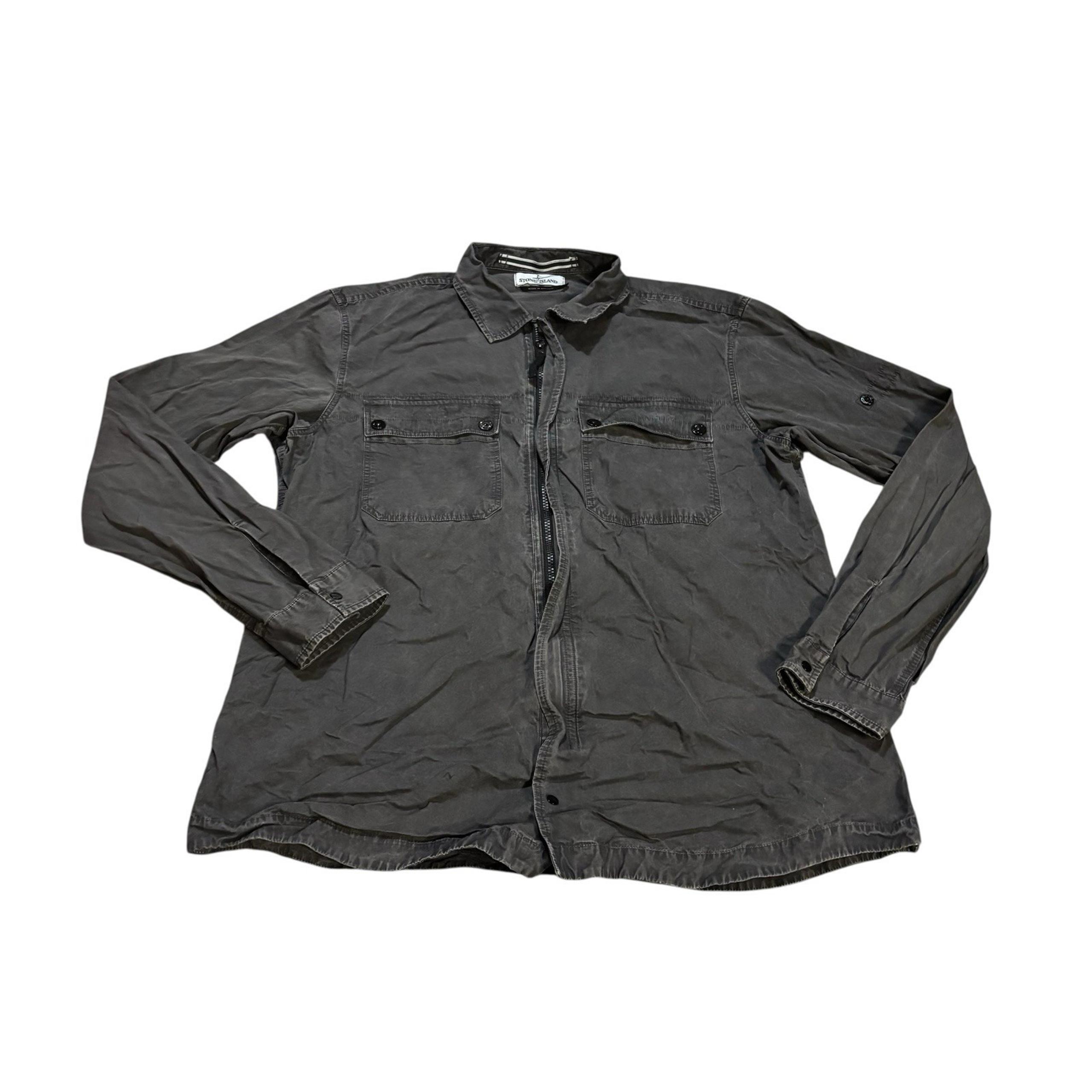 Stone Island Full Zip Canvas Overshirt Grey Mens XXL Designer Lightweight