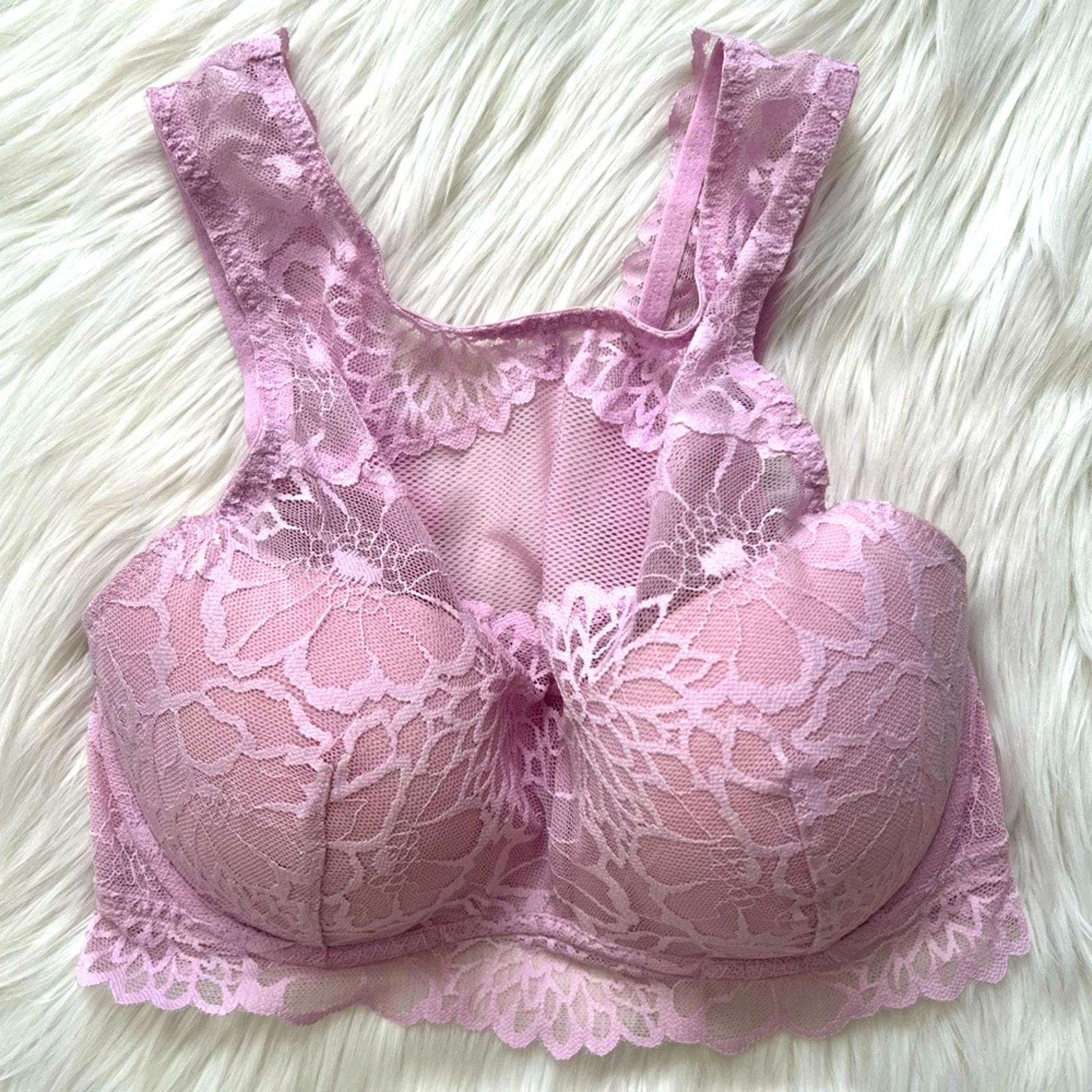 Victoria's Secret PINK Bralette Blush Pink Lace Top Small DD NWT