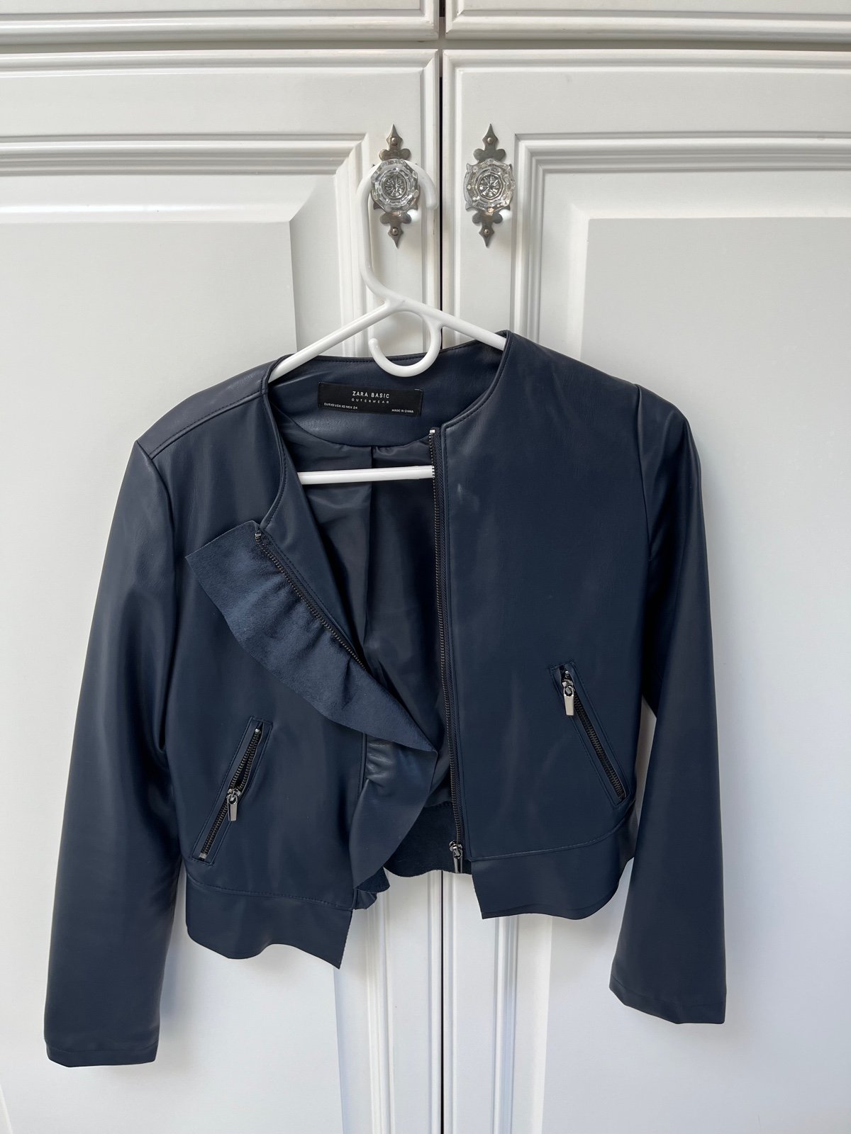 Zara Navy Leather Jacket