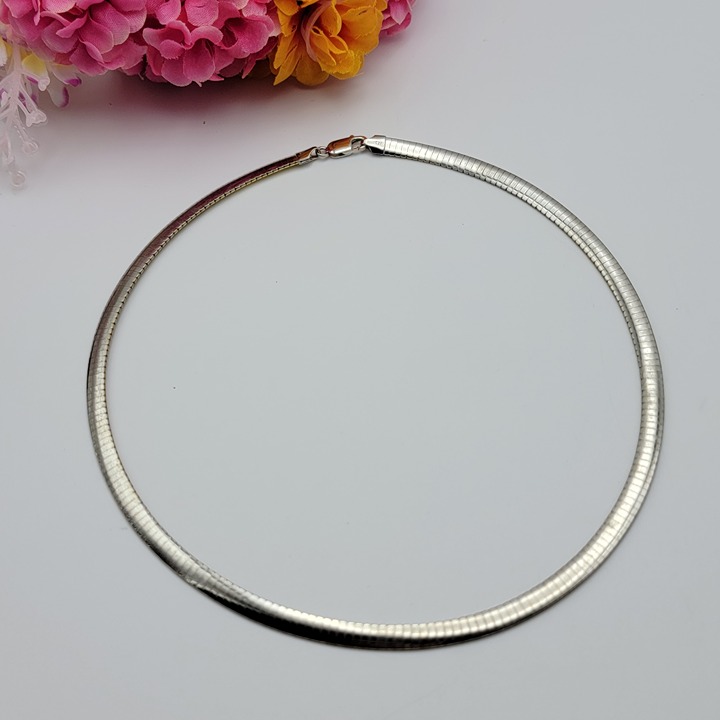 KC Italy 925 Sterling Silver Omega Choker Necklace 18 Gold Silver Reversible