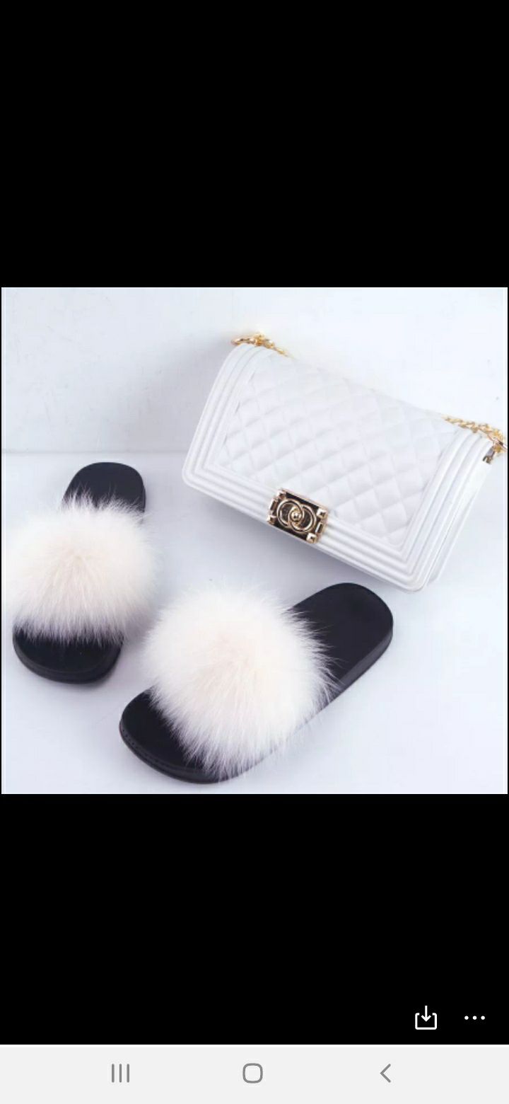 Fur flops purse set