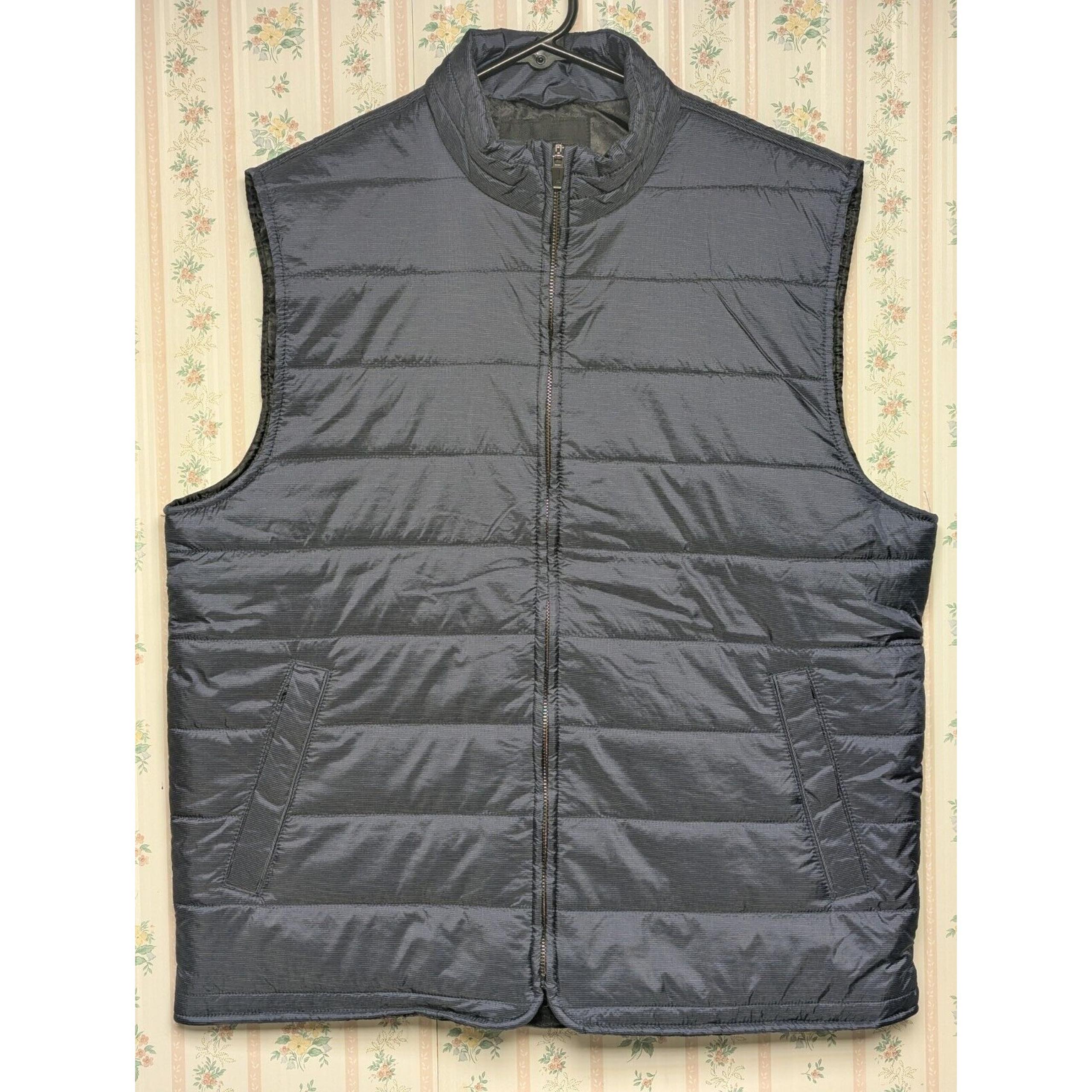 Marc Anthony Puffer Vest Jacket MENS SIZE LARGE navy full zip poly fill classic