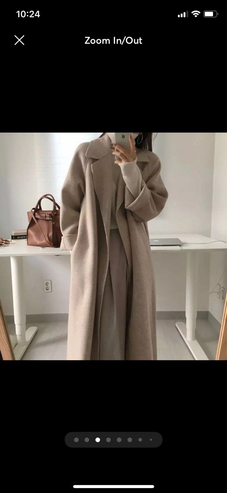 Wool coat heather apricot khaki belt