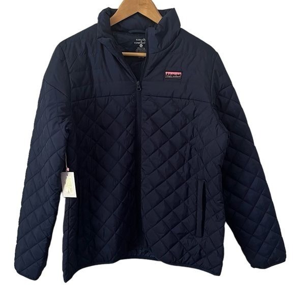 Simply Southern Simply Warm Quilted Jacket in Brick Navy Blue XL NWT