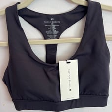 - THRIVE SOCIETE Womens Basic C olor Block Sports Bra (Slate Grey, X-Small)