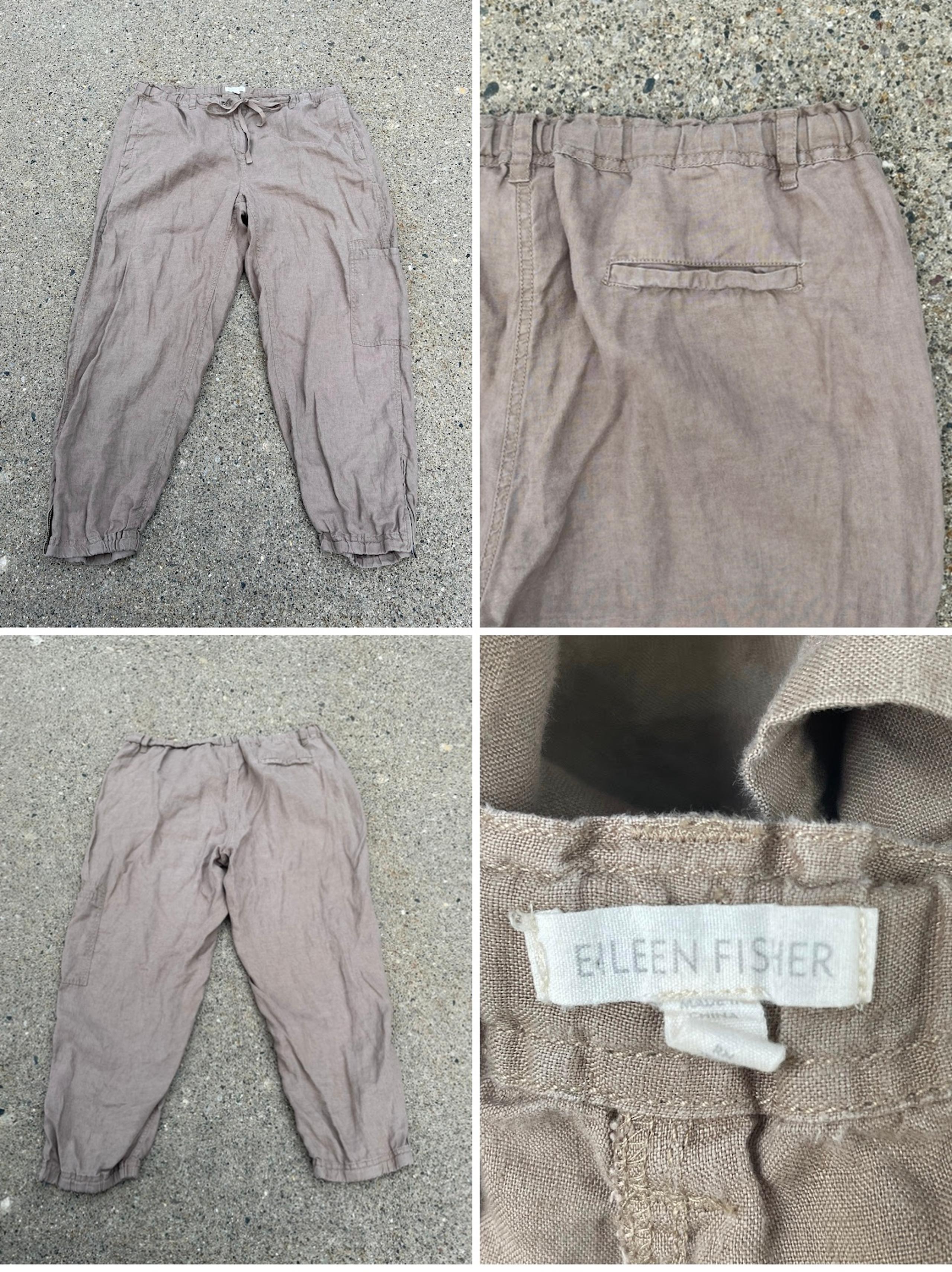 Eileen Fisher cargo pants womens sz medium organic cotton zipper bottom trousers
