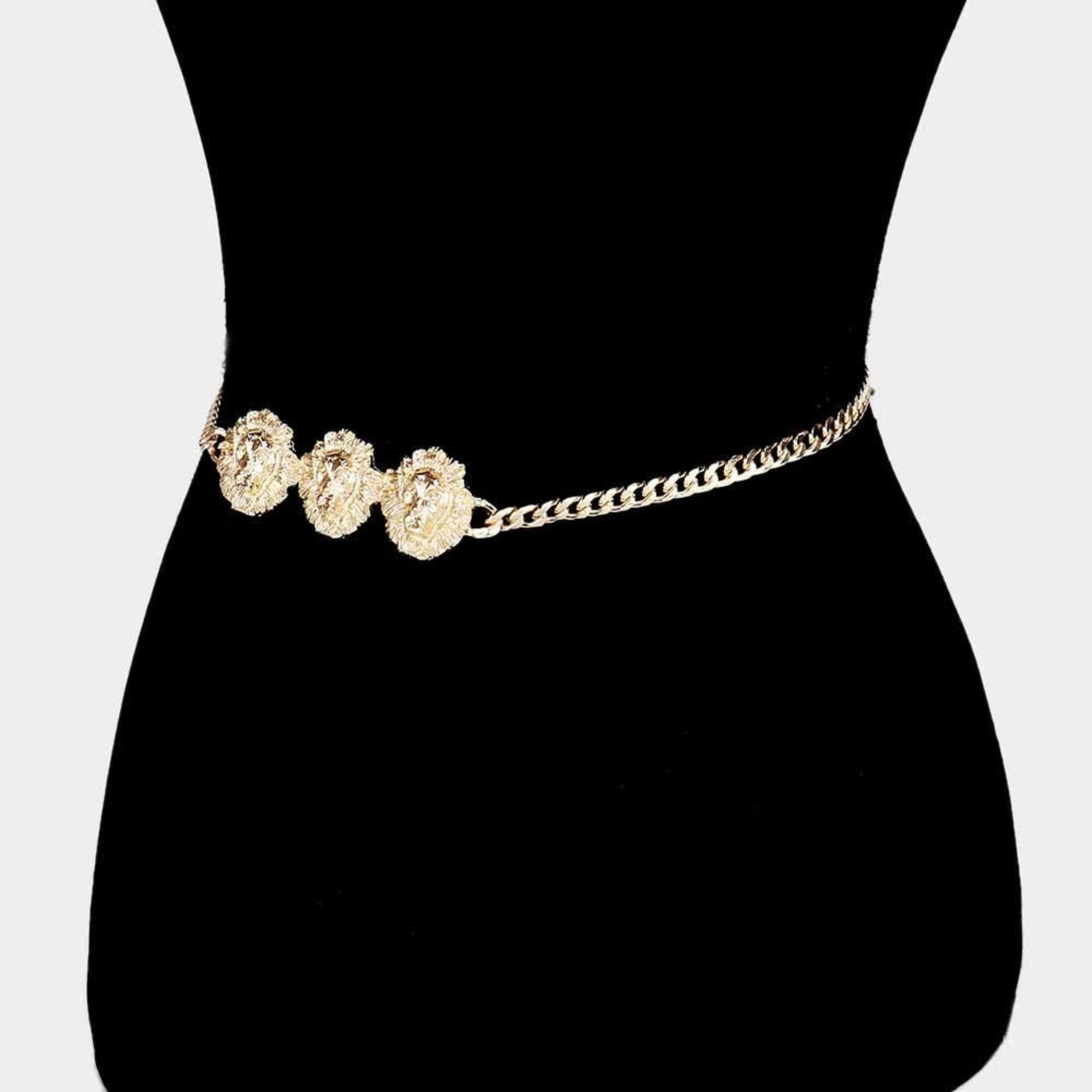 Gold Lionhead Pendant Chain Pendant Belt