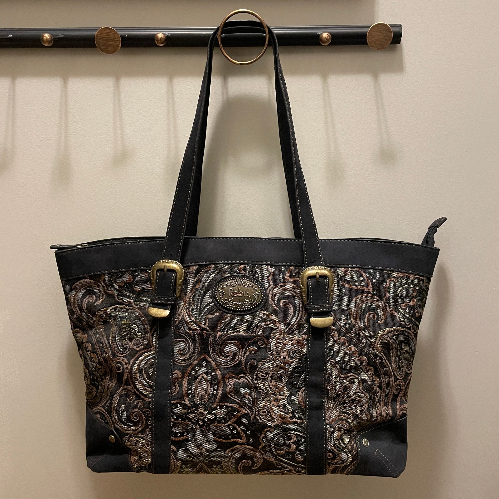 Reba Large Tote Bag | Midnight Tapestry, Western Laptop Travel Carry on, NWOT