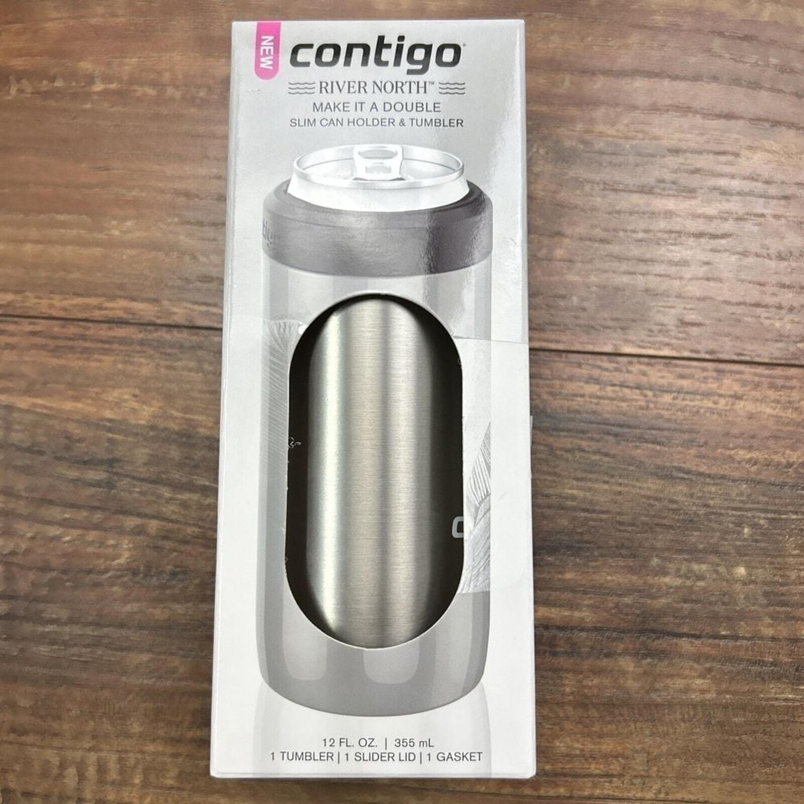 Contigo River North 12 FL OZ Slim Can Holder And Tumbler Gray NEW With Box