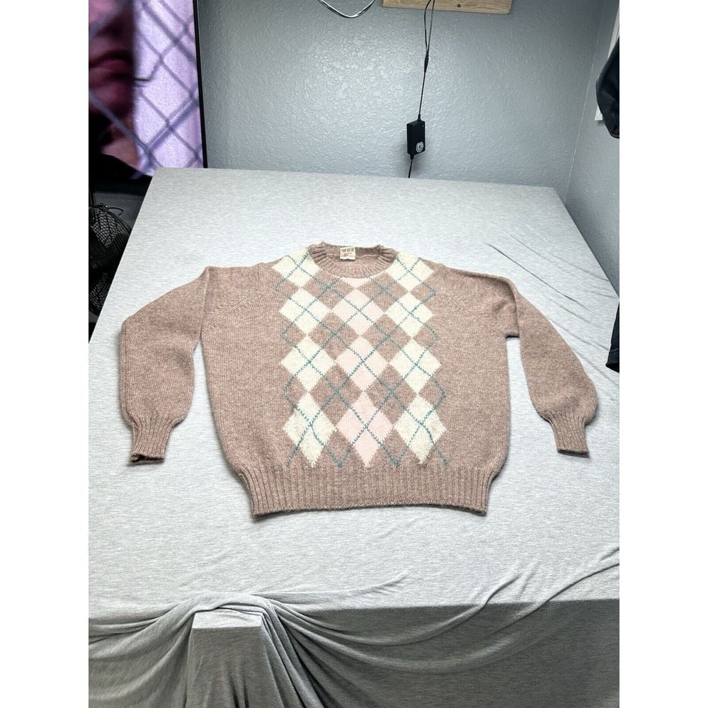 VTG Shetland Wool Argyle Sweater Made In Ireland Size 40/M