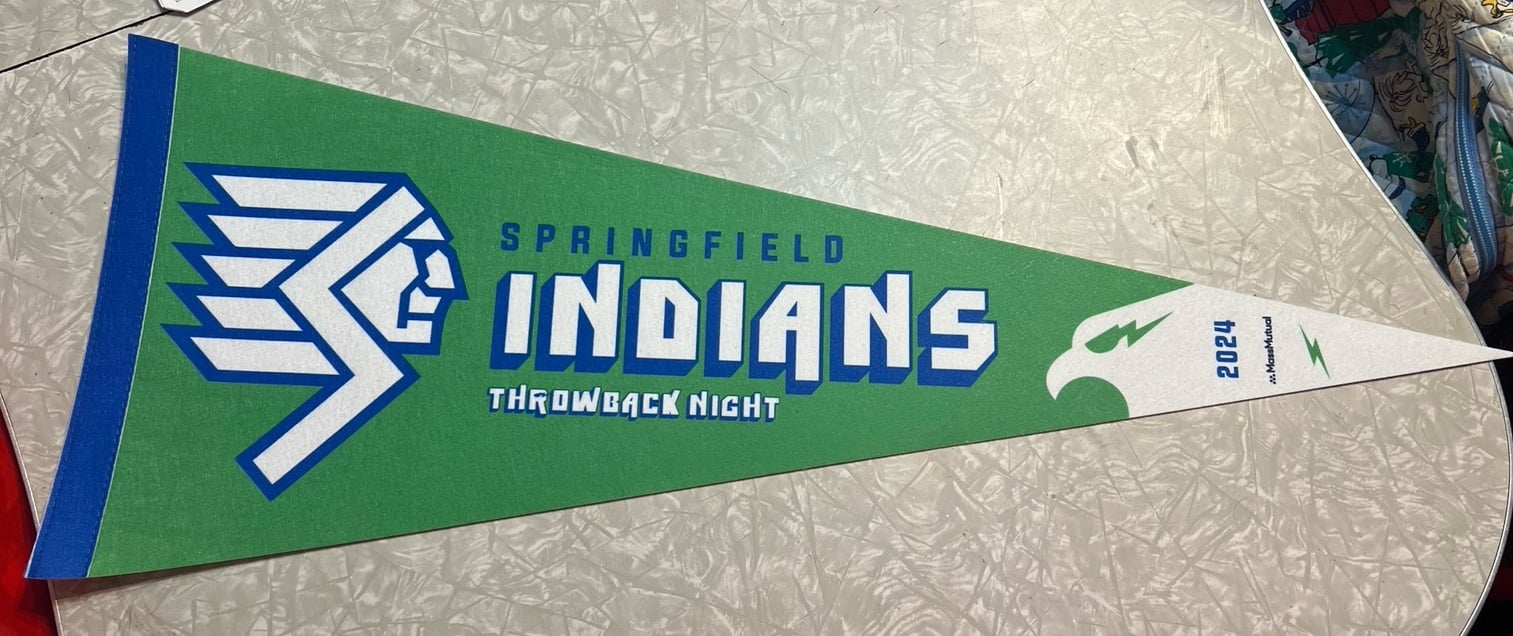 Springfield Indians Pennant-Springfield Thunderbirds Throwback Night
