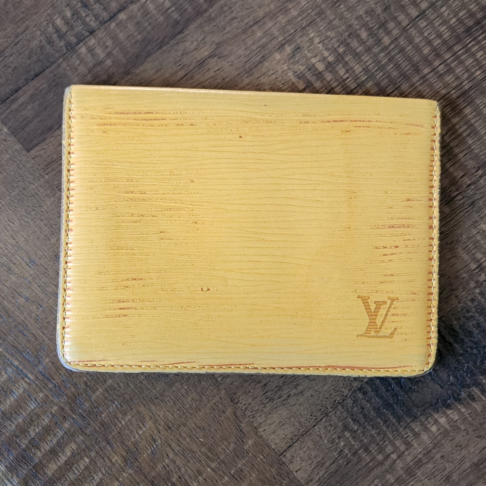 Louis Vuitton Tassil Yellow Epi Leather Embossed Logo Wallet 3.5 x4.5