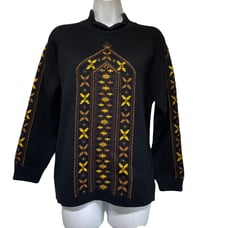 Vtg H.K.K 1949 HKK Sweater Wool Ski Embroidered Made In Turkey Womens 36 Size S