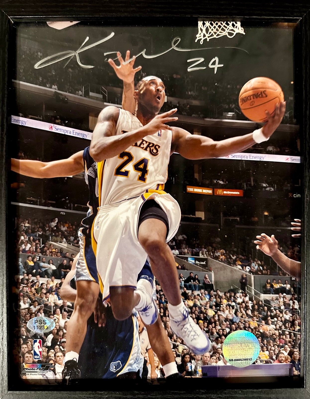 Kobe Bryant Signed 8x10 with COA Hologram Sticker and Official NBA Photo Sticker