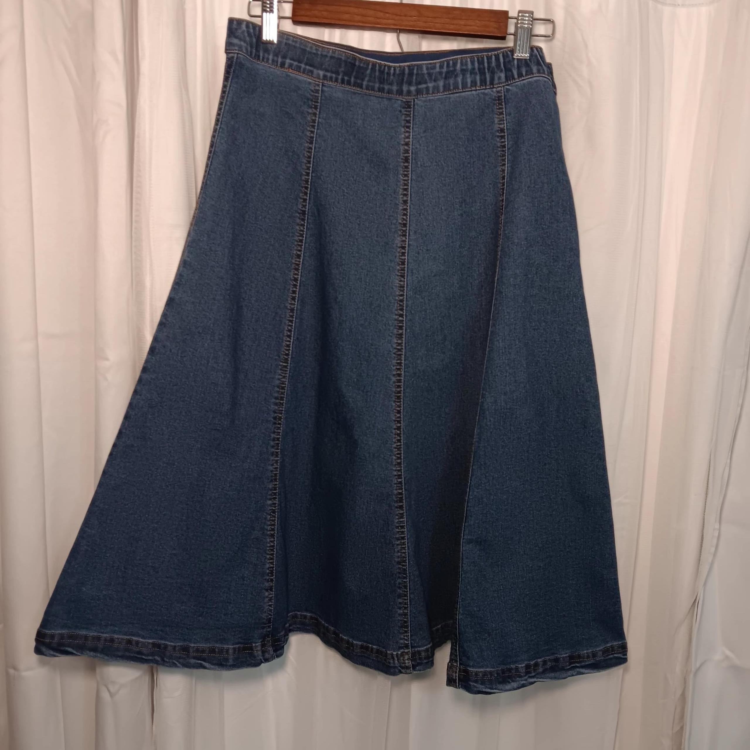 Ruby Rd Denim Skirt Sz 10 Comfortable Stretch Waist