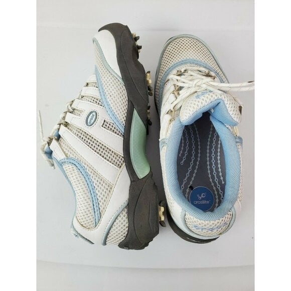Crocs Golf Womens White Blue Golf Shoes Sz 7.5 Style‎ 10463-10Y Lace Up GUC