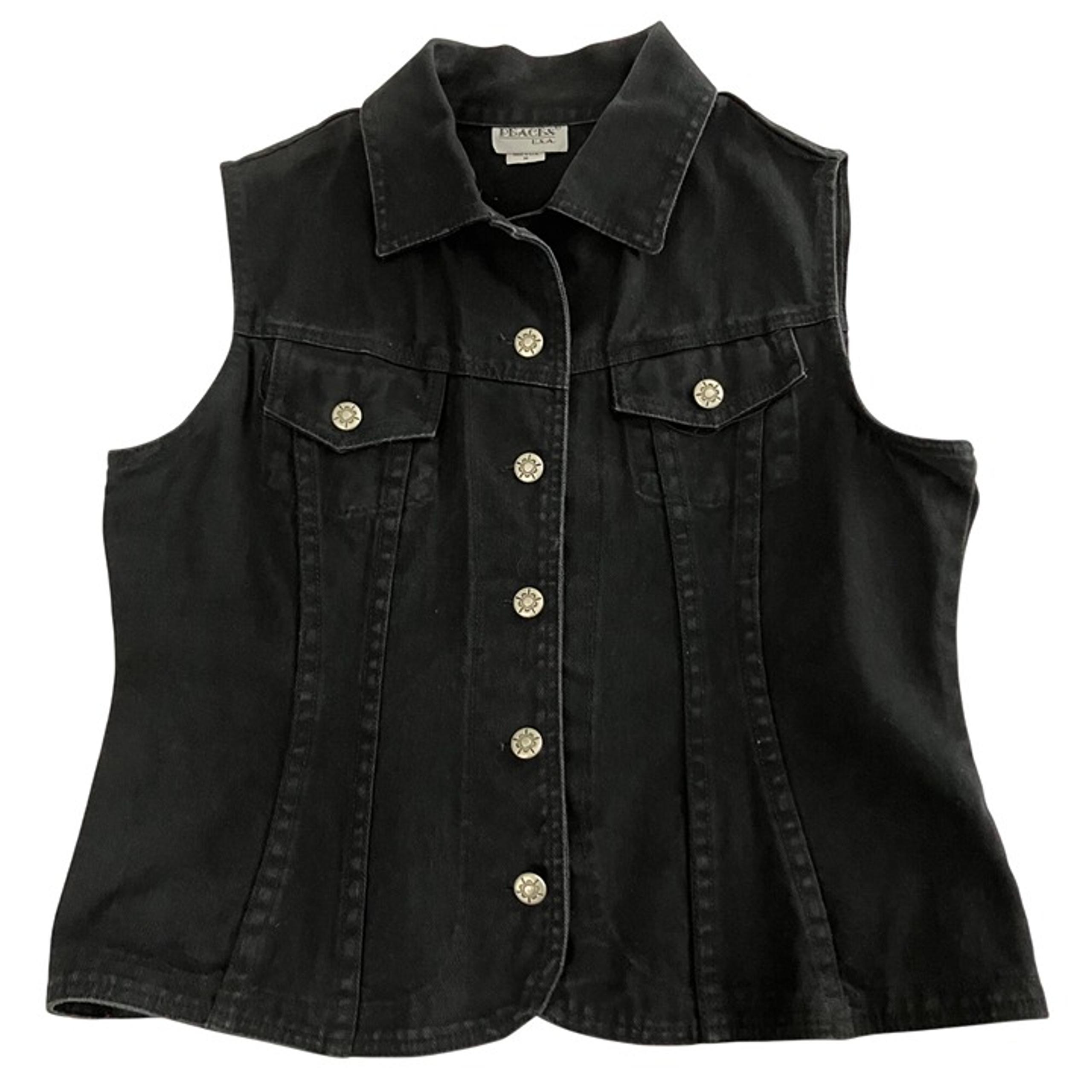 Peaces USA Womens Vintage 90s Denim Vest Western Cowgirl Indie Retro Size M