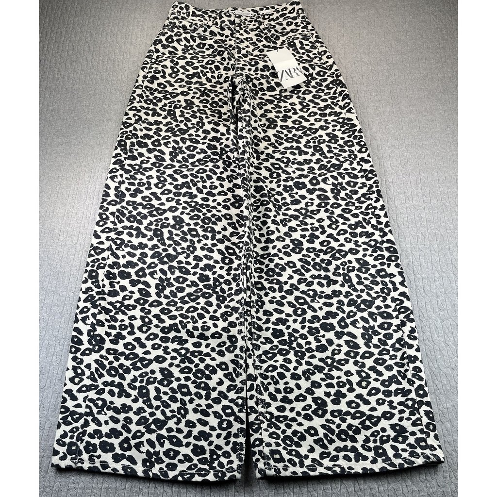 ZARA Baggy Wide Leg Extremely Rare New With Tags Women (0) leopard print Jeans