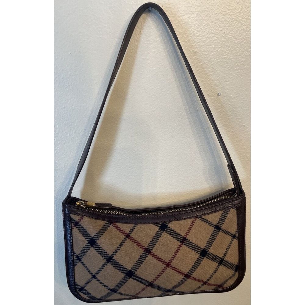 Vintage Brooks Brothers Plaid Italian Leather Small Handbag Purse