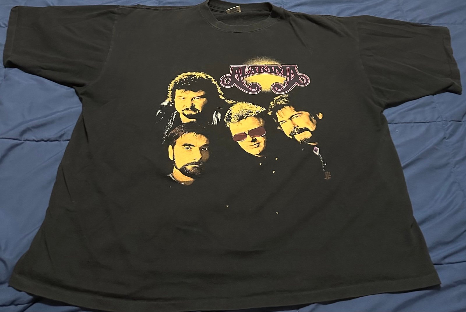 Vtg 90s 1992 Alabama Band Tour Black T Shirt Sz XXL 2XL Single Stitch USA Made