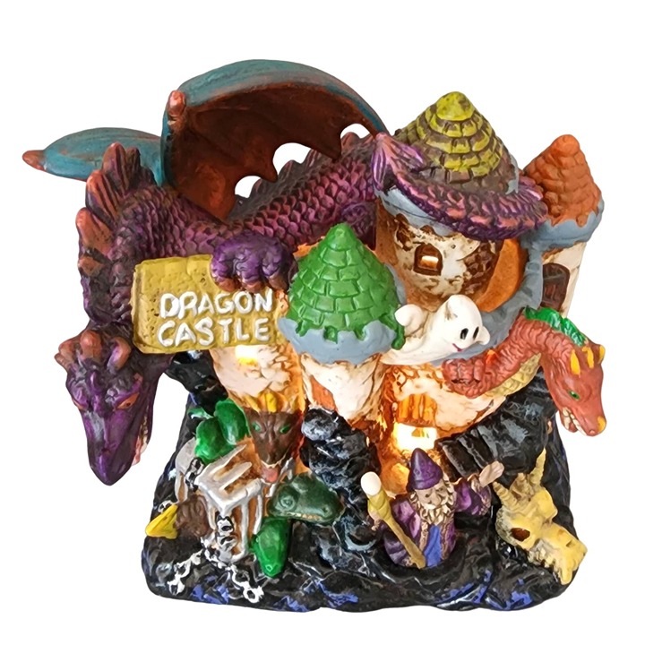 Dragon Castle Haunted Halloween Electric Luminary Night Light Table Deco - Works