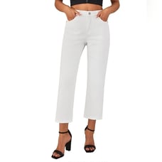Trendy High Waisted Baggy Straight Leg Stretchy Denim Ankle Pants Cropped Jeans