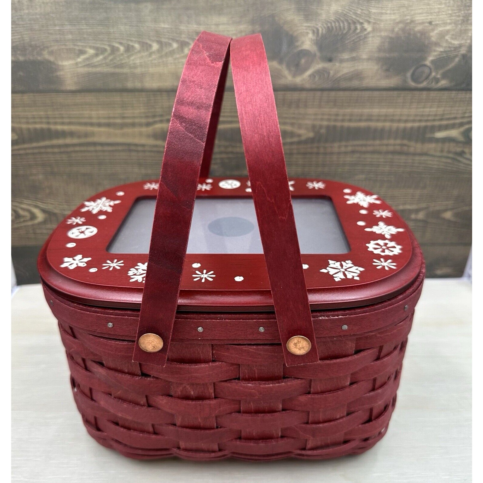 Longaberger 2010 Holiday Memories Basket Frame Lid Protector and Tag