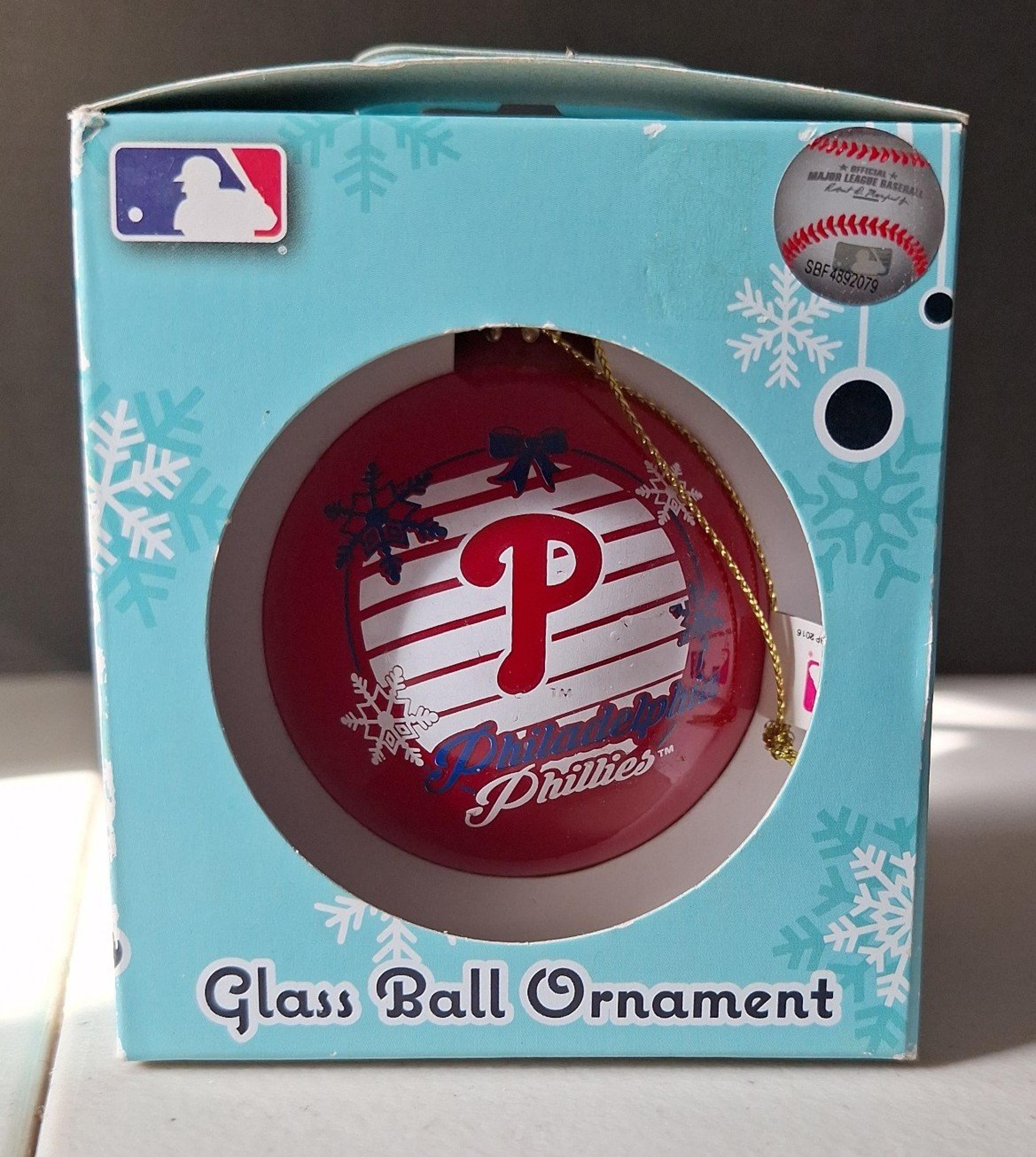 MLB Philadelphia Phillies Glass Christmas Ball Ornament.