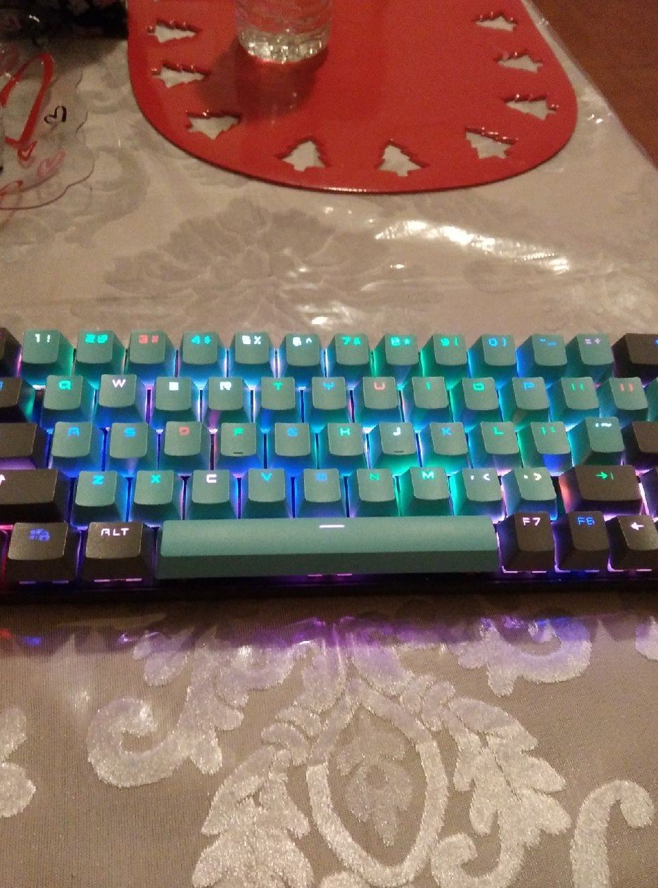 Dk63 with blue and grey keycapse