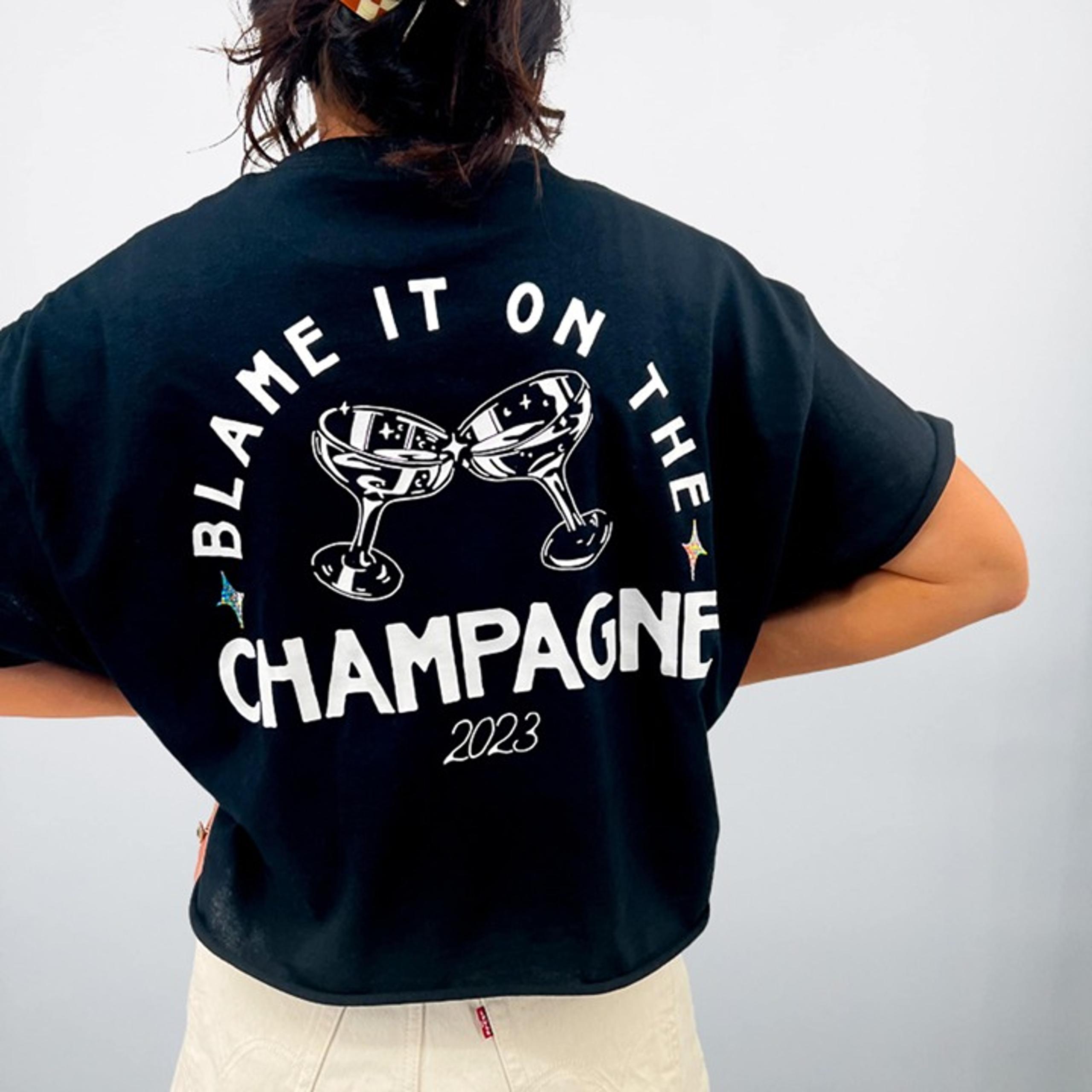 Custom Bachelorette Party Cropped T-Shirt, Blame it on the champagne, Bacheloret
