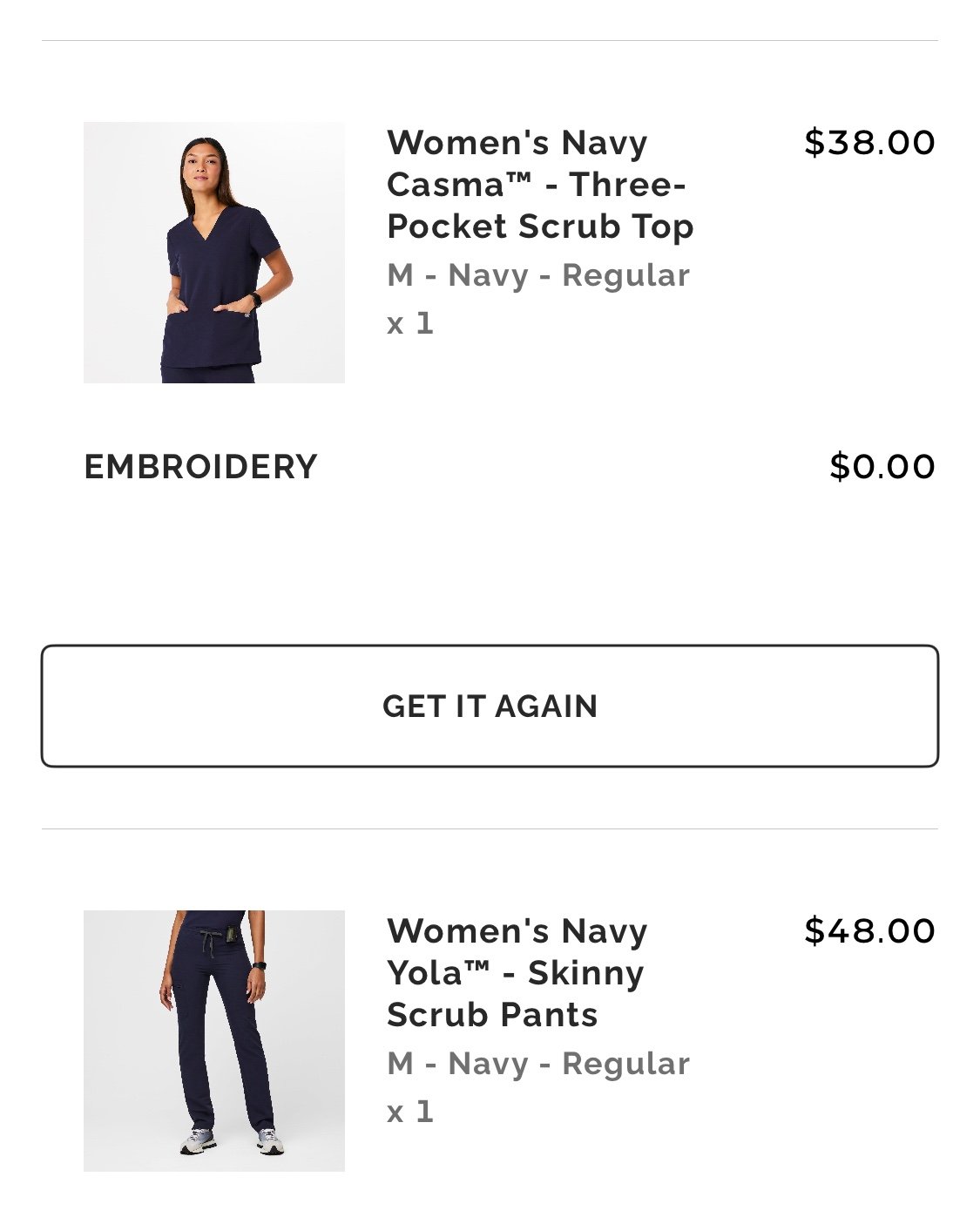 figs scrubs set medium