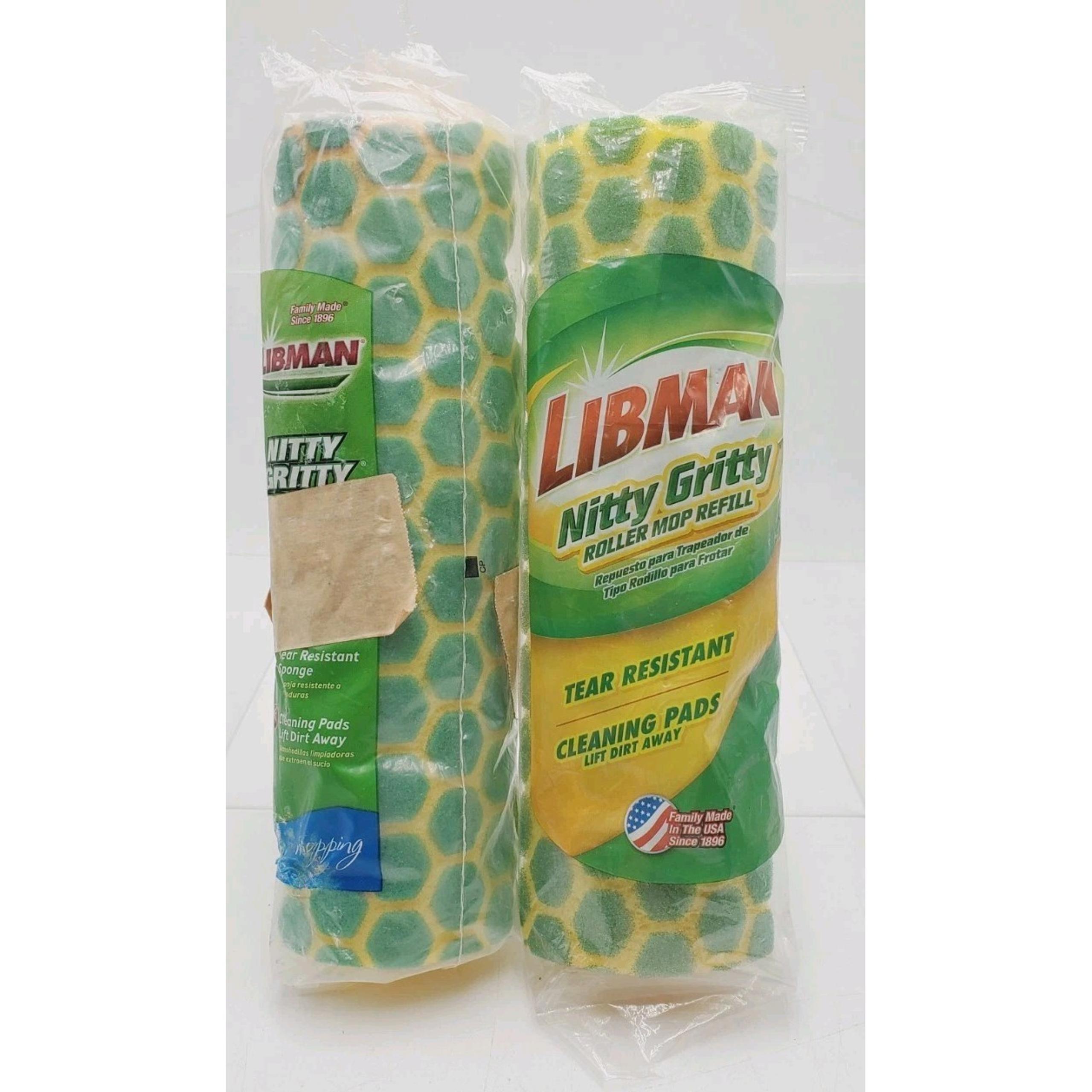 Lot Of 2 Libman Nitty Gritty Roller Mop Refill #02011 Sponge Tear Resistant Pads