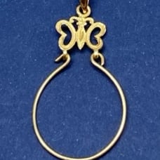 14k Yellow Gold Butterfly Charm Holder Vintage Pendant For Necklace