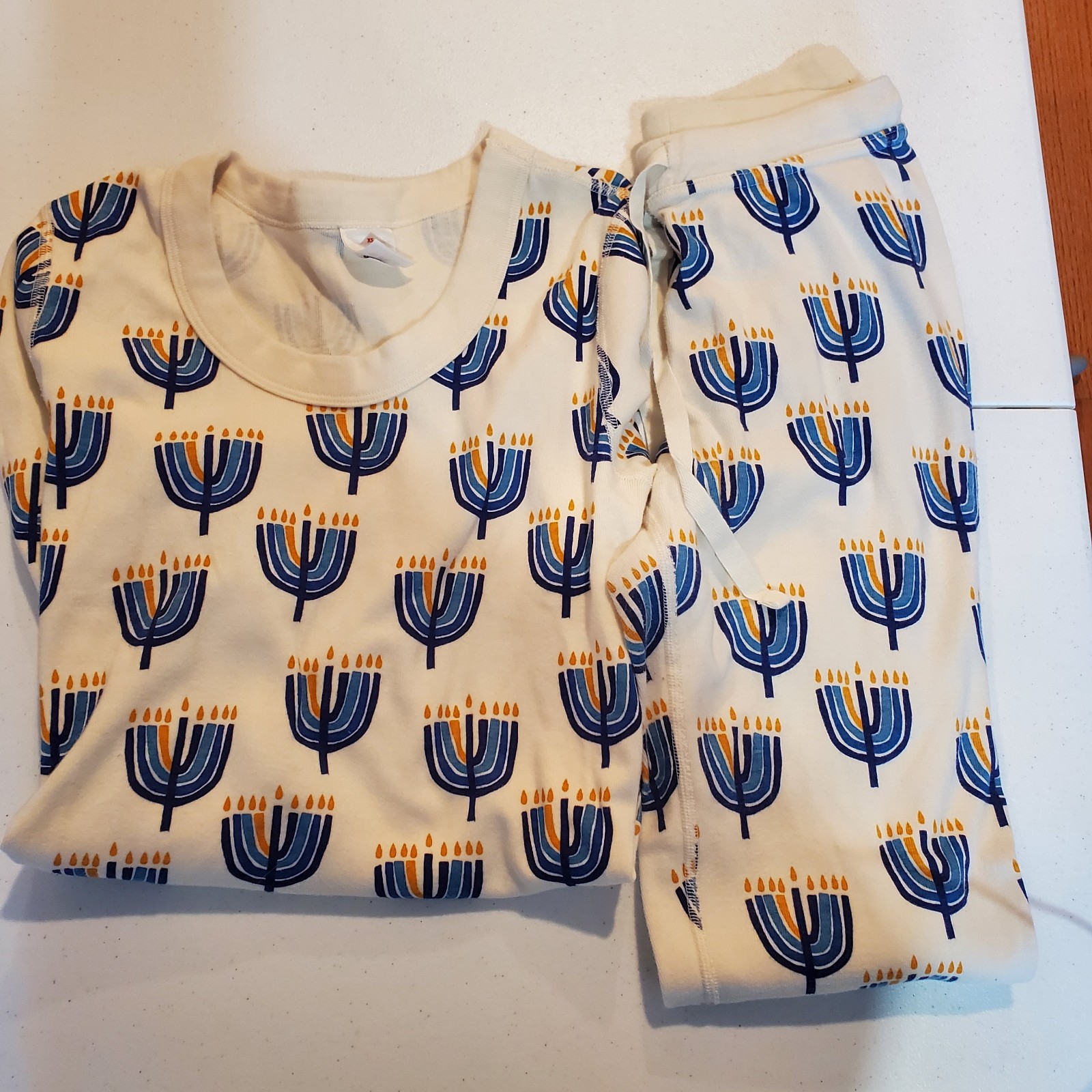 Hanna Andersson 2pc Long Sleeve PJ Set Navy Hanukkah Holiday Size XS