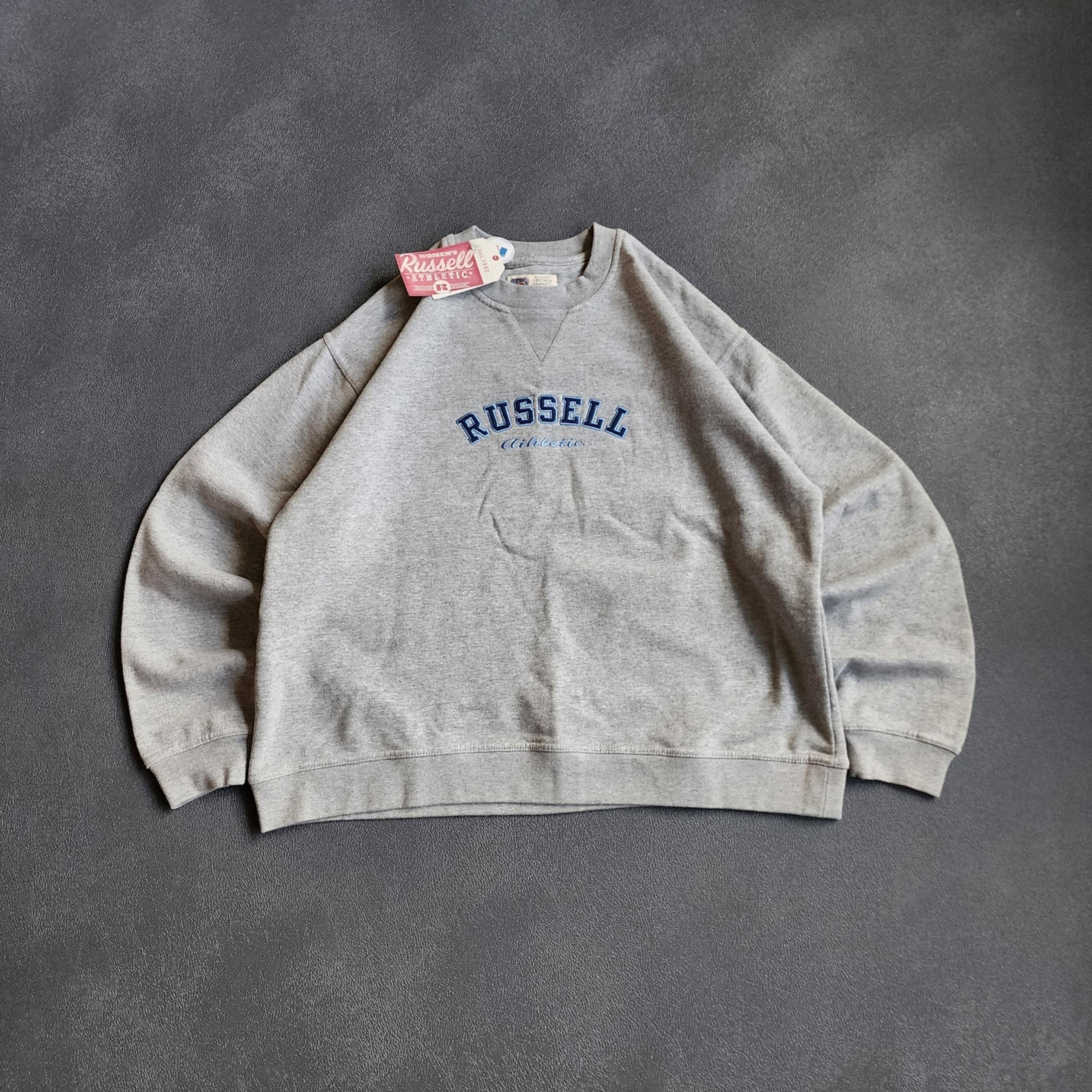 NWT Russell Athletic Retro Style Embroidered Grey Women Sweatshirt Large