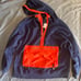 Free People Small Sweatshirt At Your Best Quarter Zip Navy Orange Pocket Hoodie