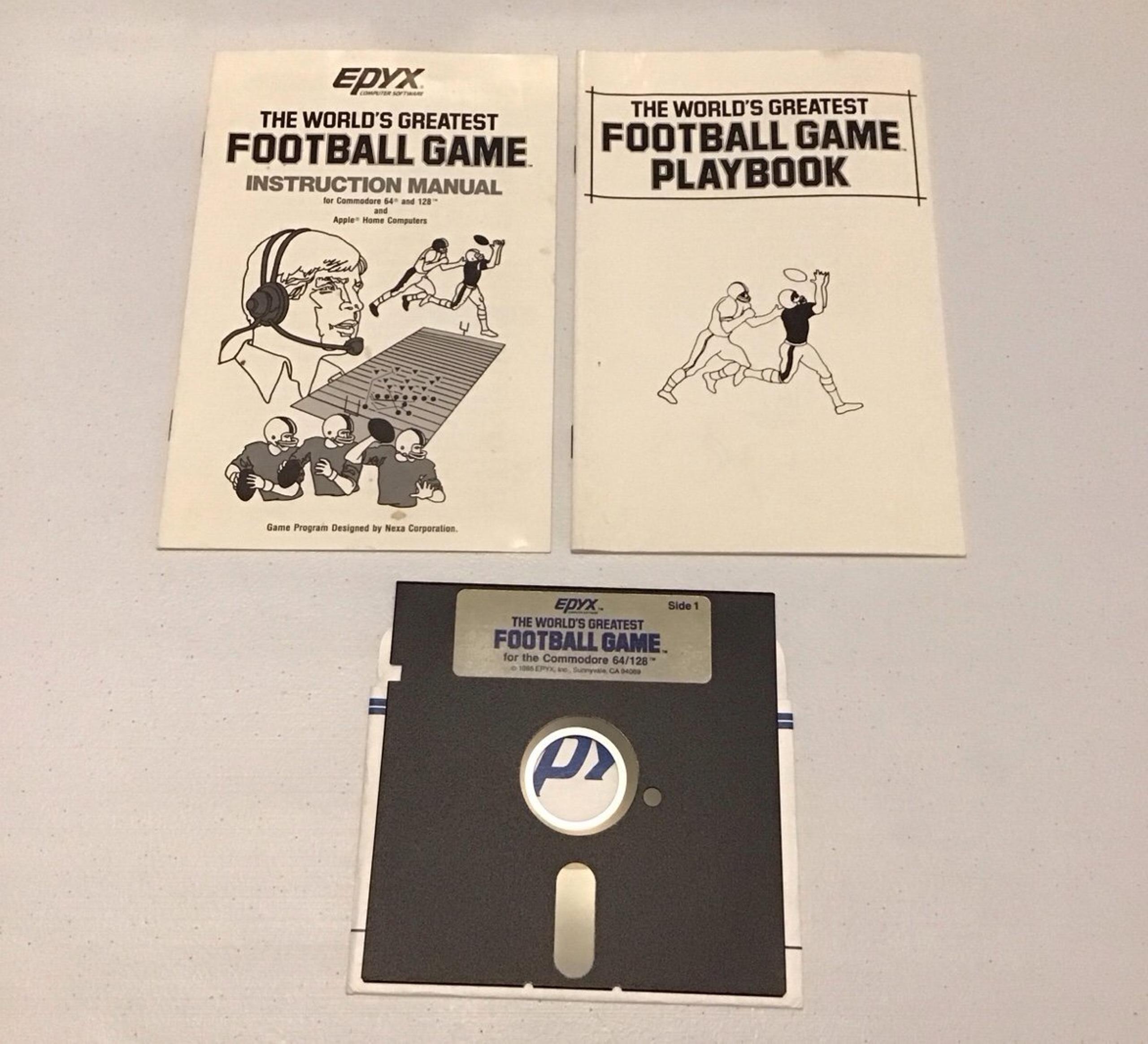 The World’s Greatest Football Game for Commodore 64/128 (game and manuals)