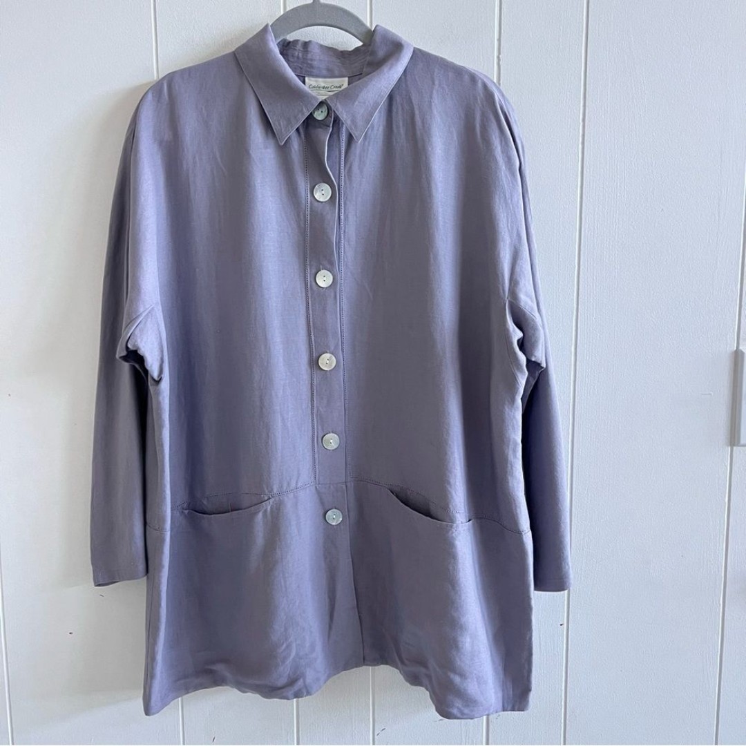 Coldwater Creek Linen Blend Button Front Tunic
