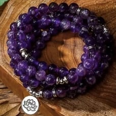 108 Beads Mala Prayer Amethyst Healing Inspirational Balancing Bracelet Necklace