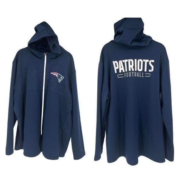 Fanatics Men's Fleece Patriots NFL Team Apparel Full Zip Hoodie Navy Size 3XL