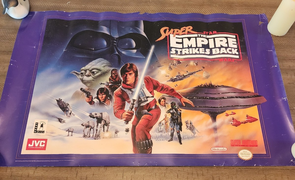 Super Star Wars Empire Strikes Back S. Nintendo SNES Store Display Orig. Poster