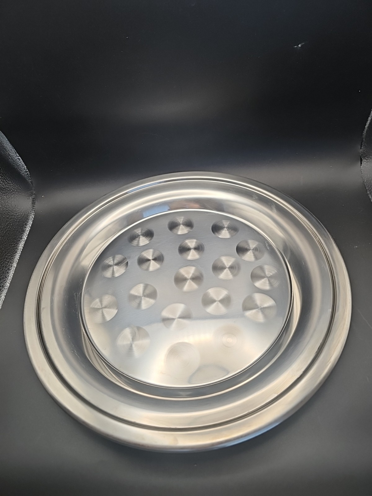 Thunder Group SLCT012 12 Round Serving Tray Stainless Set Of 2