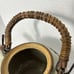 Vintage Otagiri Japan Handcrafted Gray Stoneware Teapot With Rattan Handle