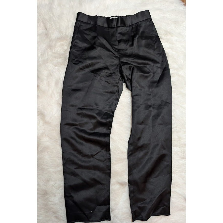 Aritzia Babaton Black Satin Pants High Waisted Dressy Career Size 6